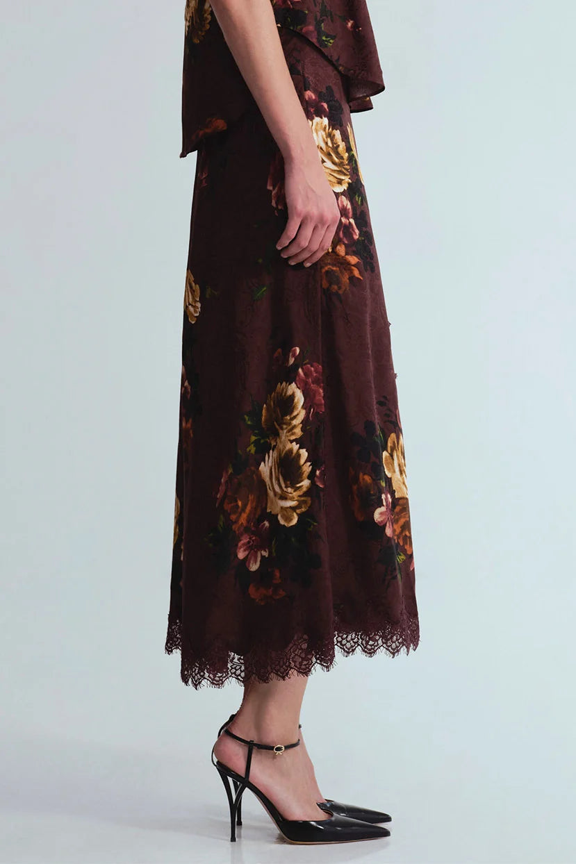 LOU SKIRT IN ARIANA FLORA MERLOT