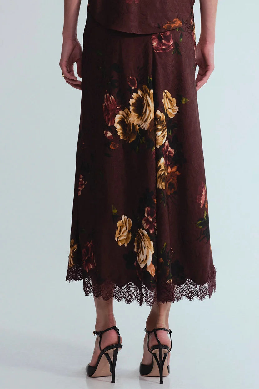 LOU SKIRT IN ARIANA FLORA MERLOT