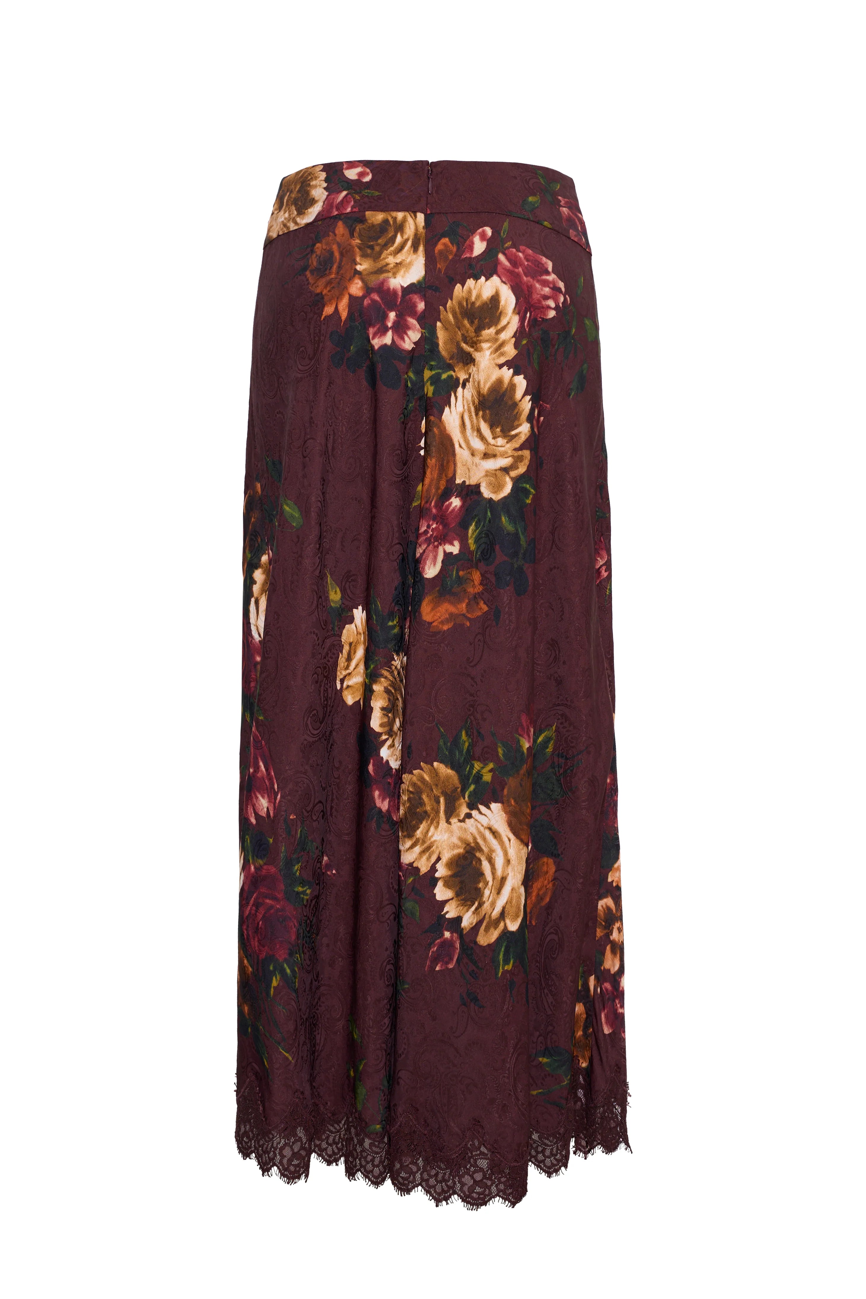 LOU SKIRT IN ARIANA FLORA MERLOT