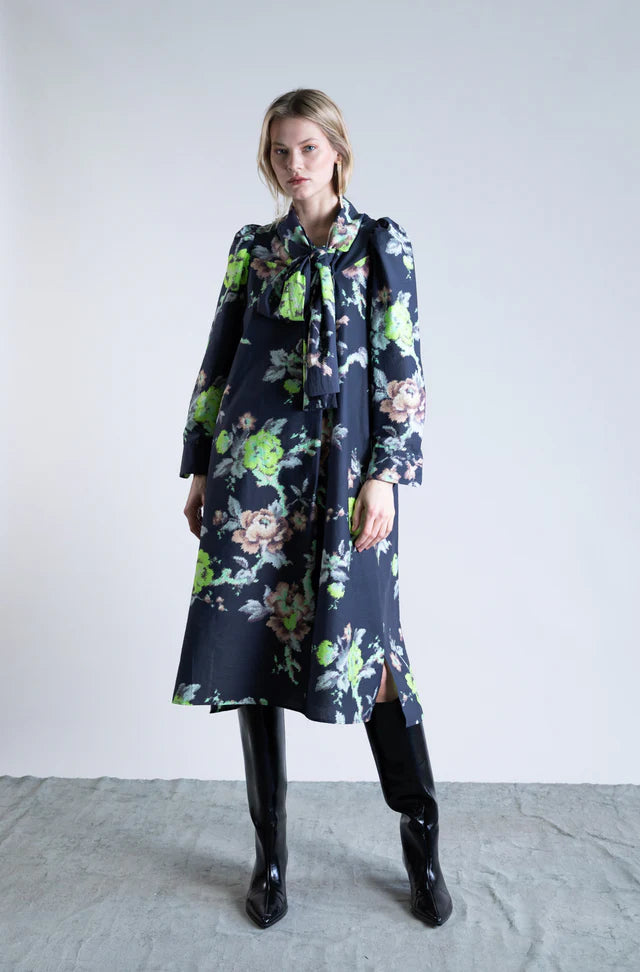 INDIAN FLOWER JULIET SLEEVE DRESS