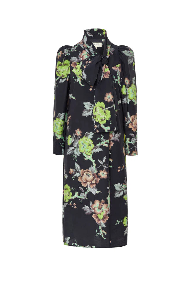 INDIAN FLOWER JULIET SLEEVE DRESS