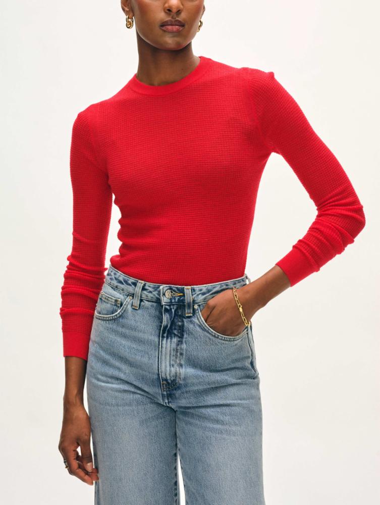 SUPERFINE CASHMERE BLEND WAFFLE CREWNECK