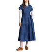 BELTED TIERED DENIM SHIRTDRESS