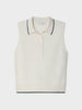 CASHMERE CABLE SLEEVELESS POLO