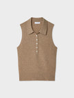 CASHMERE CABLE SLEEVELESS POLO