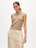 CASHMERE CABLE SLEEVELESS POLO