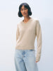 CASHMERE WIDE RIB TRIM VNECK