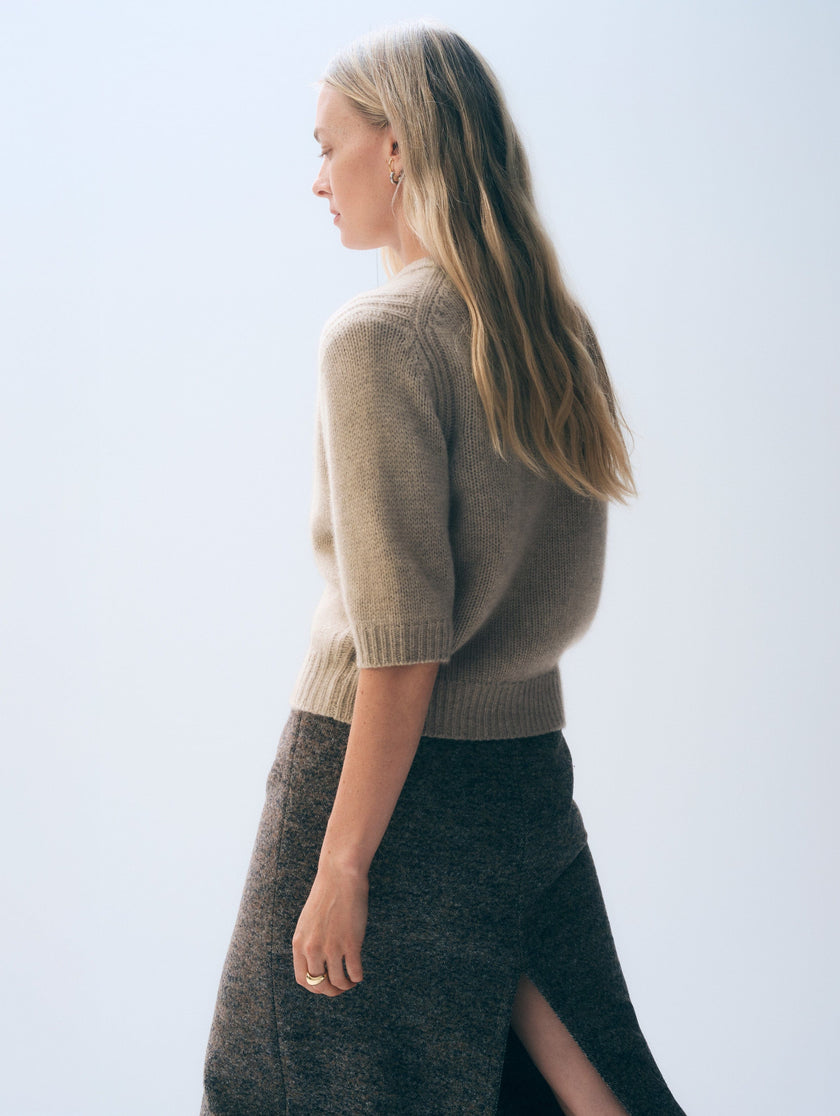 CASHMERE SHORT SLEEVE CARDIGAN