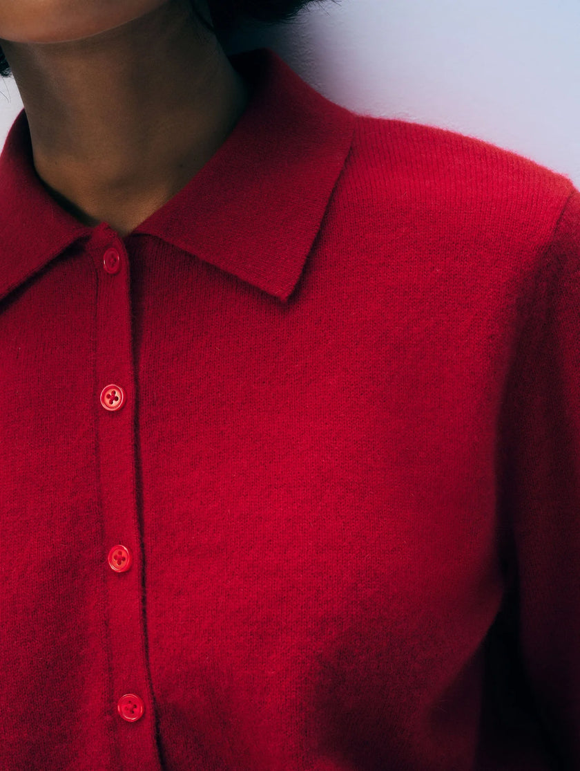 CASHMERE COLLARED CARDIGAN