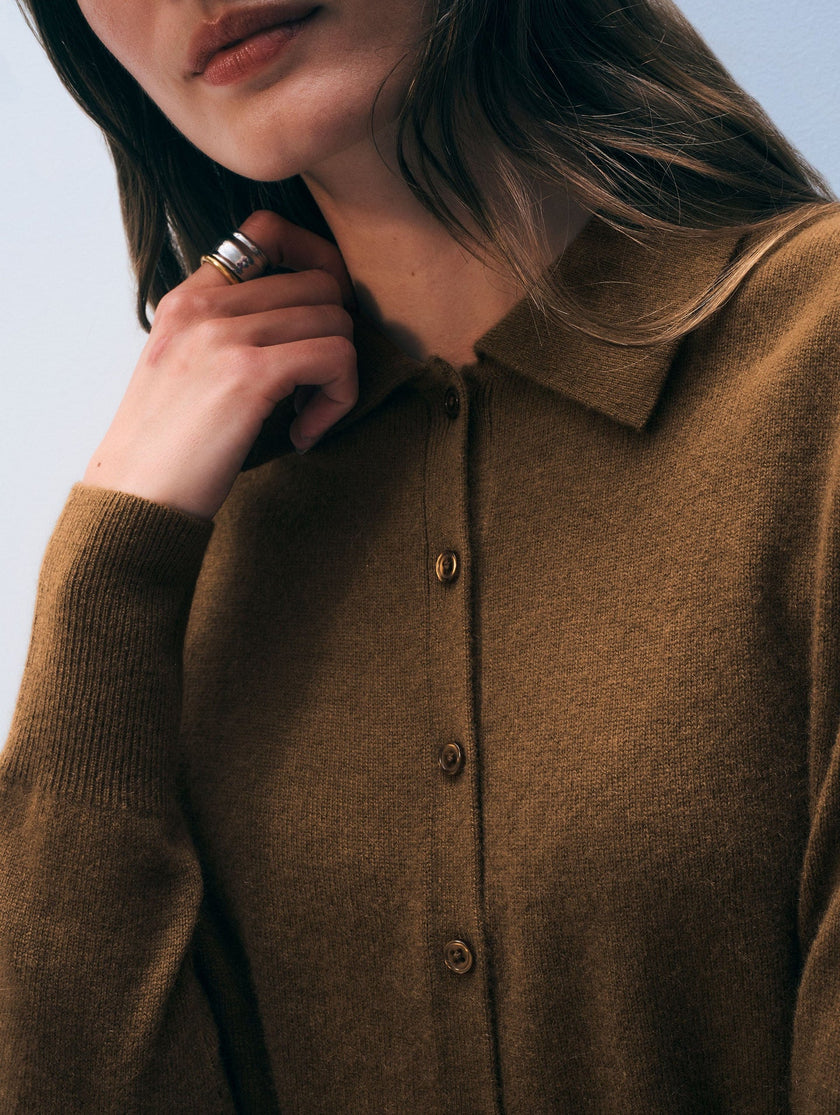 CASHMERE COLLARED CARDIGAN