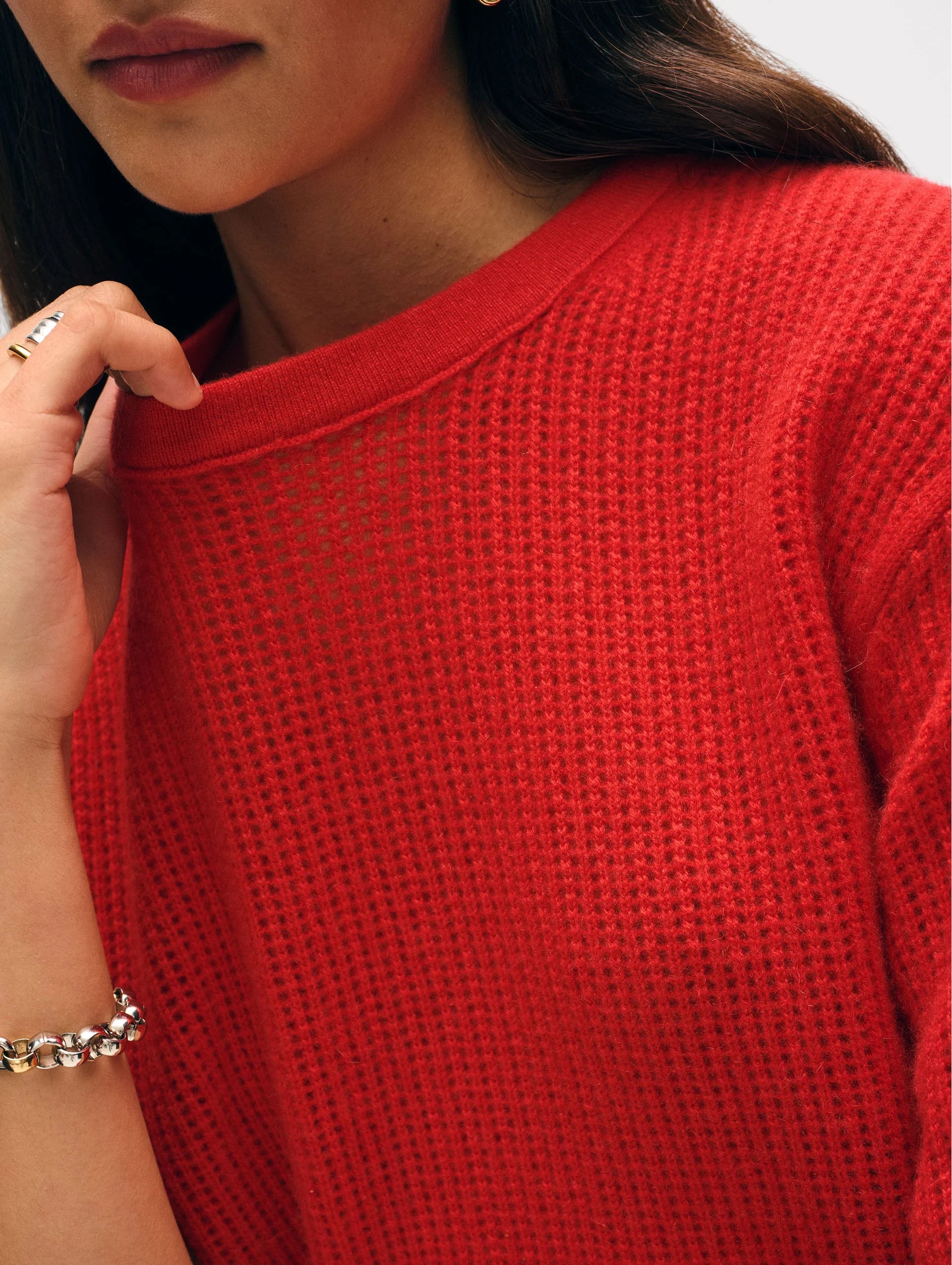 CASHMERE WAFFLE MESH TEE