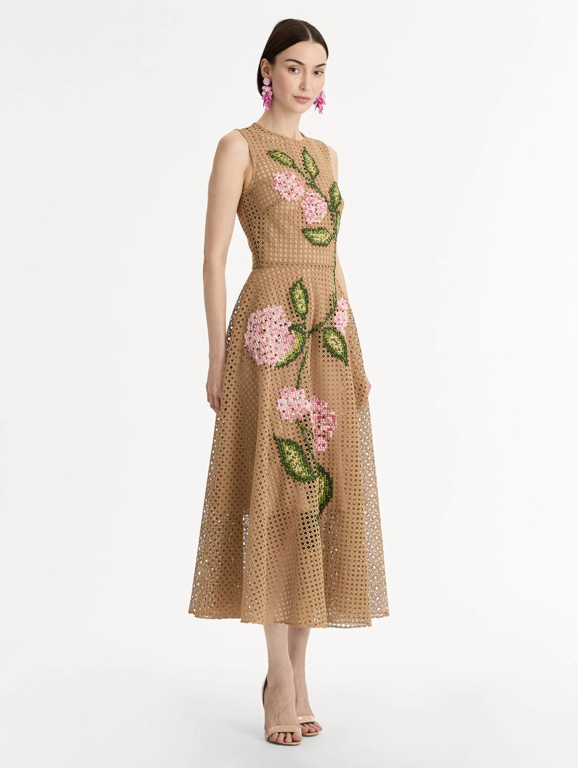 PORCELAIN FLOWER LATTICE DRESS