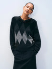 CASHMERE ARGYLE OVERSIZE VNECK