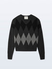 CASHMERE ARGYLE OVERSIZE VNECK