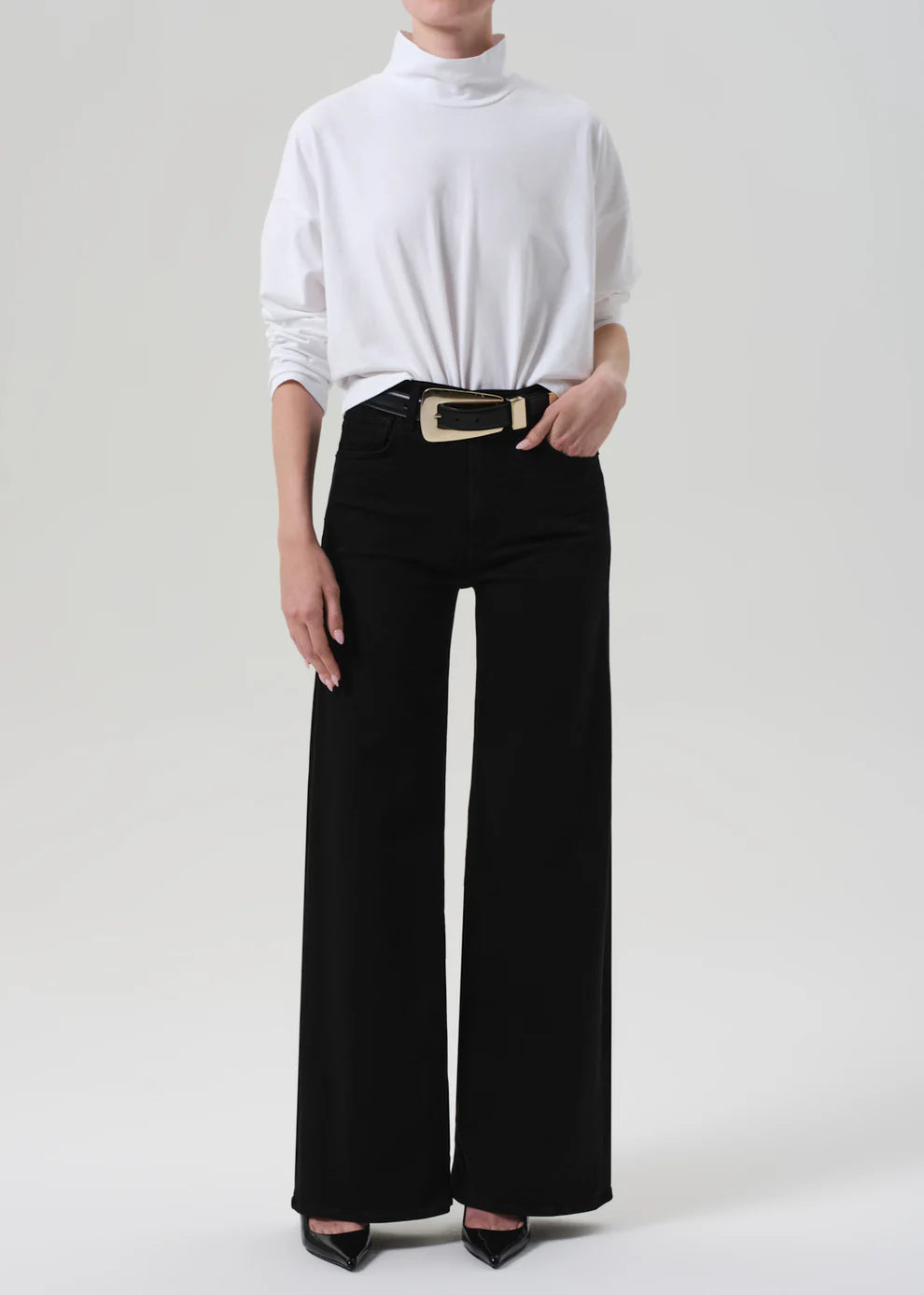 LYRA LONG WIDE LEG JEAN IN PLUSH BLACK