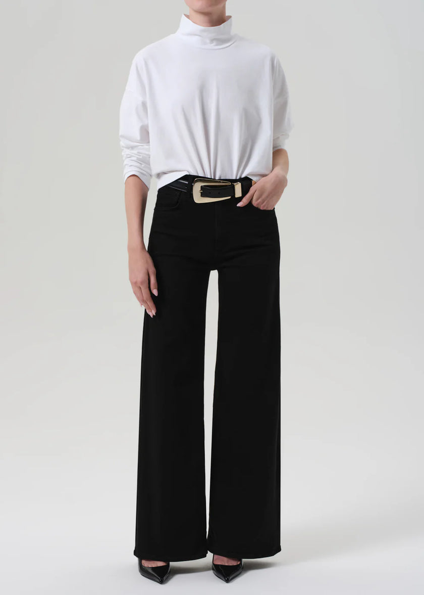 LYRA LONG WIDE LEG JEAN IN PLUSH BLACK