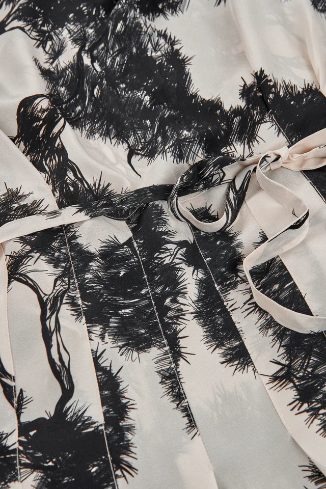 WHISPERING LINES SILK DRESS