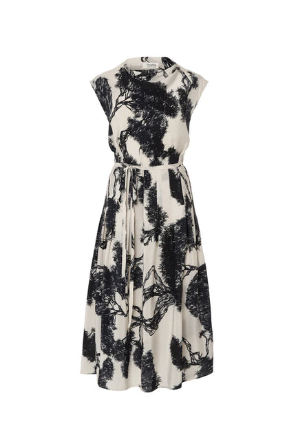 WHISPERING LINES SILK DRESS