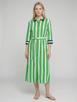 GREEN STRIPE SHIRT DRESS