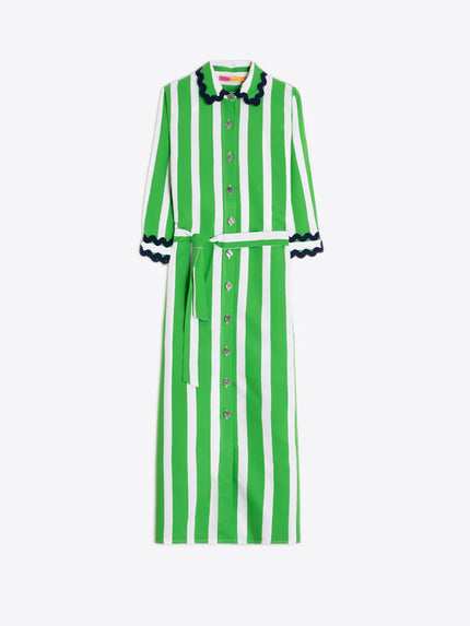 GREEN STRIPE SHIRT DRESS
