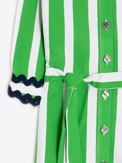 GREEN STRIPE SHIRT DRESS