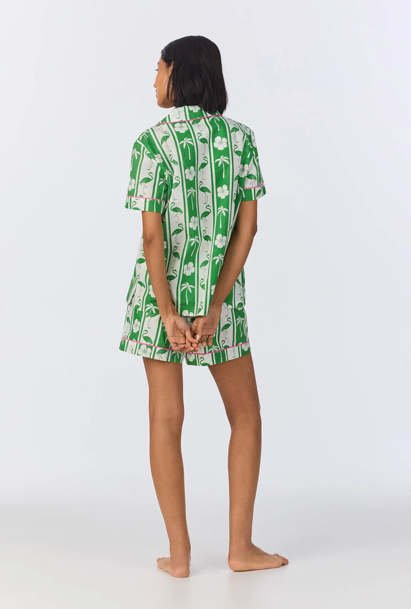 SHORT SLEEVE CLASSIC WOVEN COTTON POPLIN SHORTY PJ SET