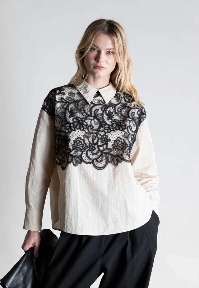 SHIRT WITH VINTAGE LACE YOKE