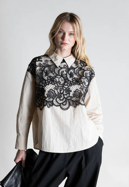 SHIRT WITH VINTAGE LACE YOKE