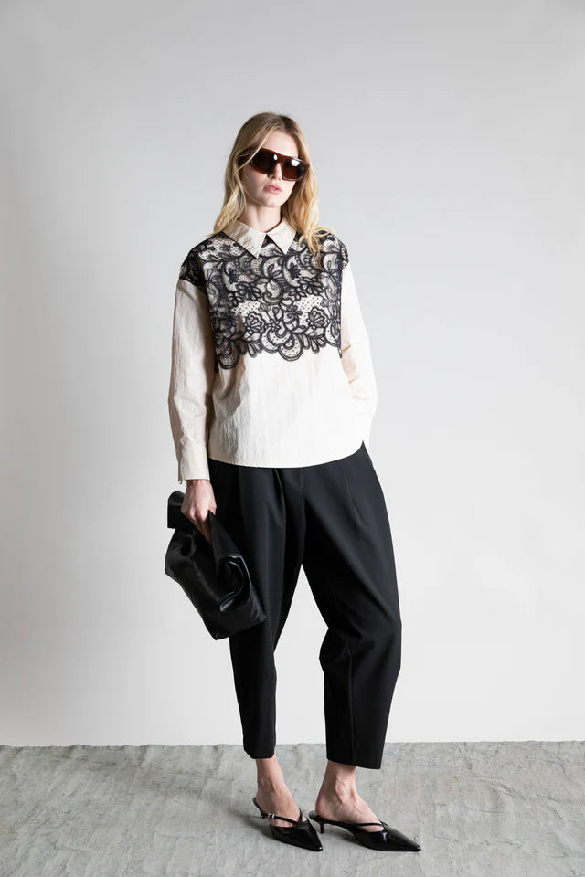 SHIRT WITH VINTAGE LACE YOKE