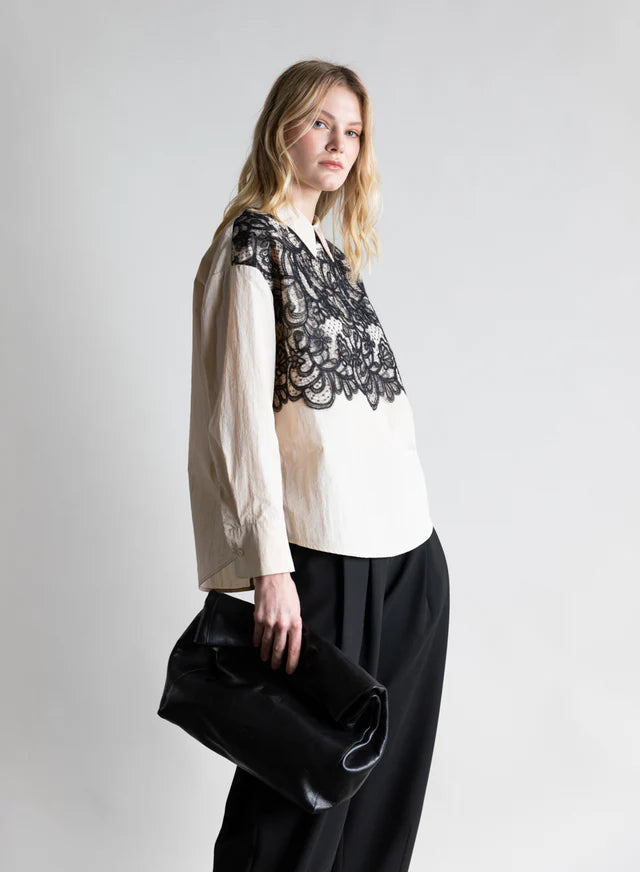 SHIRT WITH VINTAGE LACE YOKE