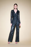 SEQUIN WRAP WIDE LEG JUMPSUIT