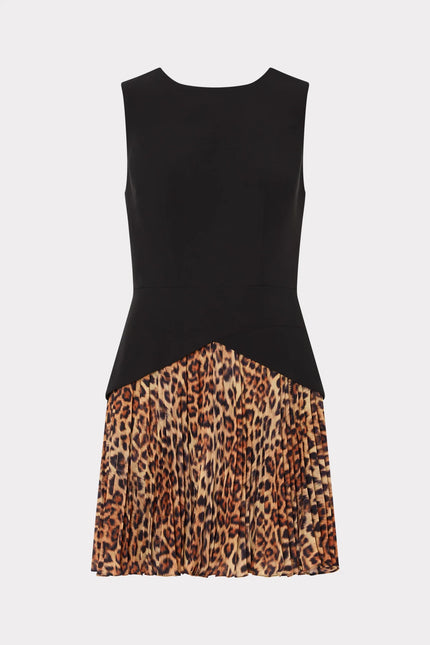 HADDY LEOPARD PRINT PLEATED MINI DRESS