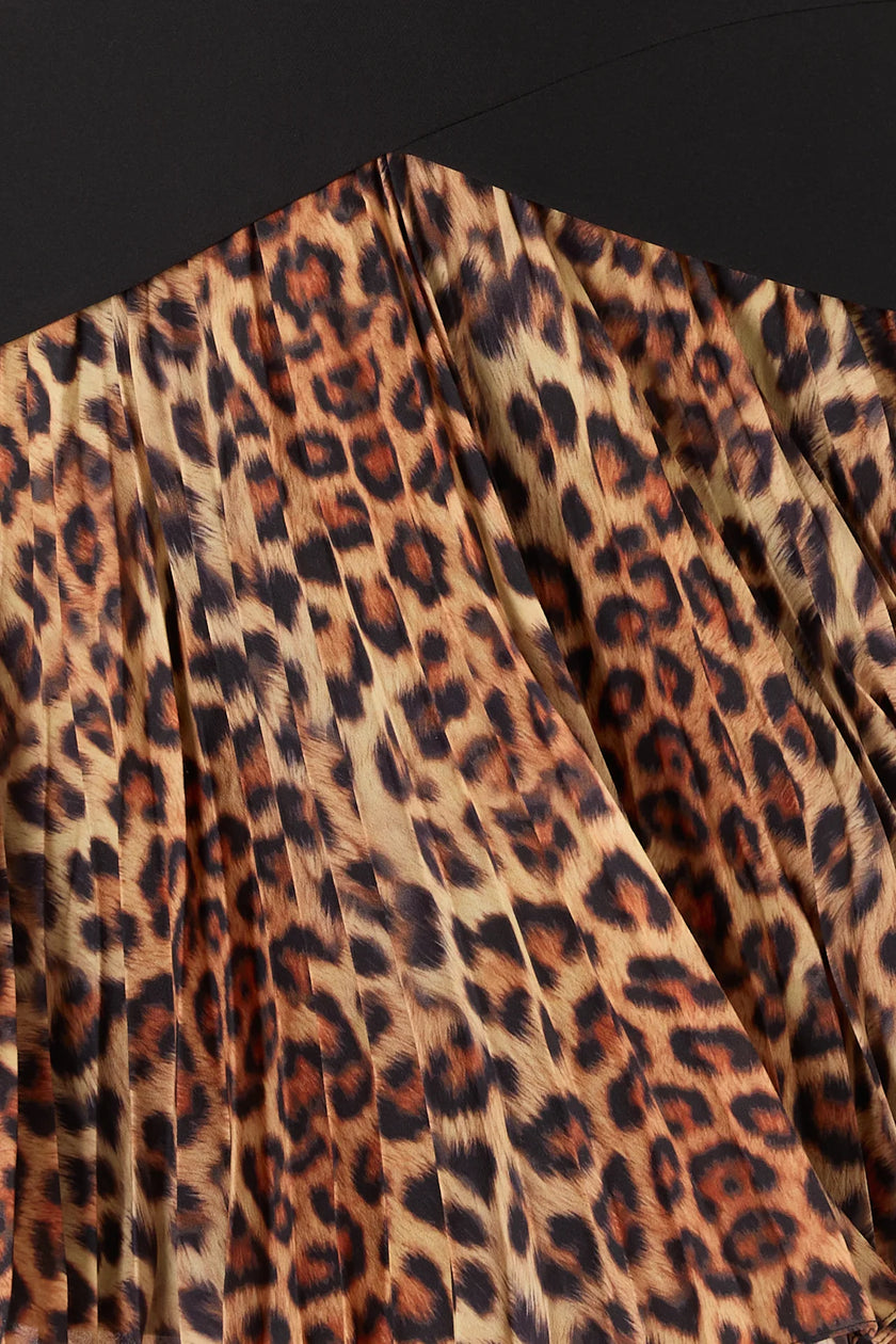 HADDY LEOPARD PRINT PLEATED MINI DRESS