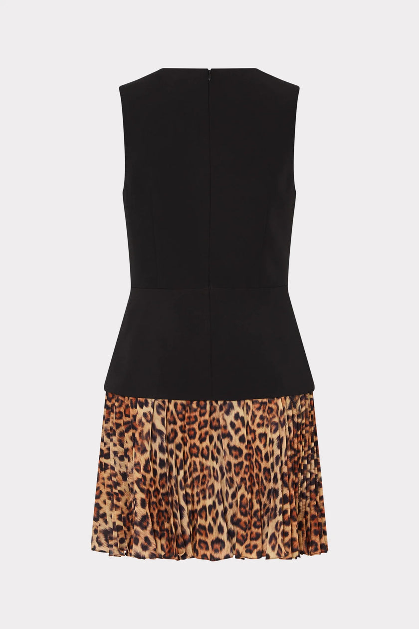 HADDY LEOPARD PRINT PLEATED MINI DRESS