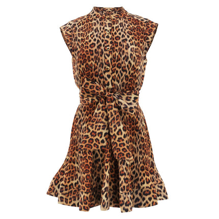 JOAN LEOPARD PLEATED DRESS