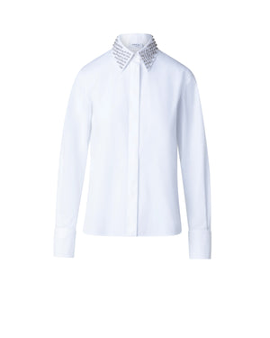 COTTON POPLIN SHIRT WITH CRYSTAL COLLAR