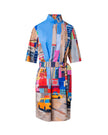 NYC PAPER COLLAGE PRINT SHIRTDRESS