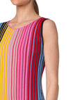 REVERSE RAINBOW KNIT SLEEVELESS MIDI DRESS