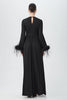 ORLA BLACK LONG SLEEVE MAXI DRESS WITH FEATHER TRIM