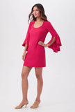 BARBETTE UNECK CREPE KNIT COCKTAIL DRESS WITH BELL SLEEVES