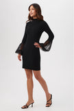 LARISSA 2 TURTLENECK SWEATER DRESS WITH SHEER SLEEVE CUFFS