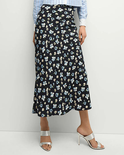 CLOVER STRETCH SILK FLORAL SKIRT