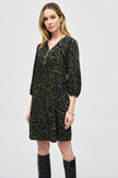 WOVEN ABSTRACT PRINT A LINE DRESS