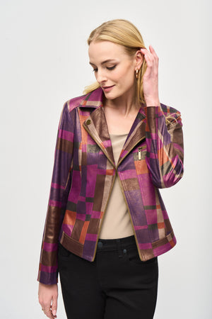 FOILED PRINT FAUX SUEDE JACKET