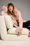 FEATHER YARN FAUX FUR SWEATER COAT