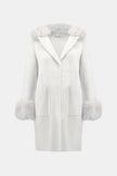 FEATHER YARN AND FAUX FUR SWEATER COAT WINTER WHITE