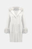 FEATHER YARN AND FAUX FUR SWEATER COAT WINTER WHITE