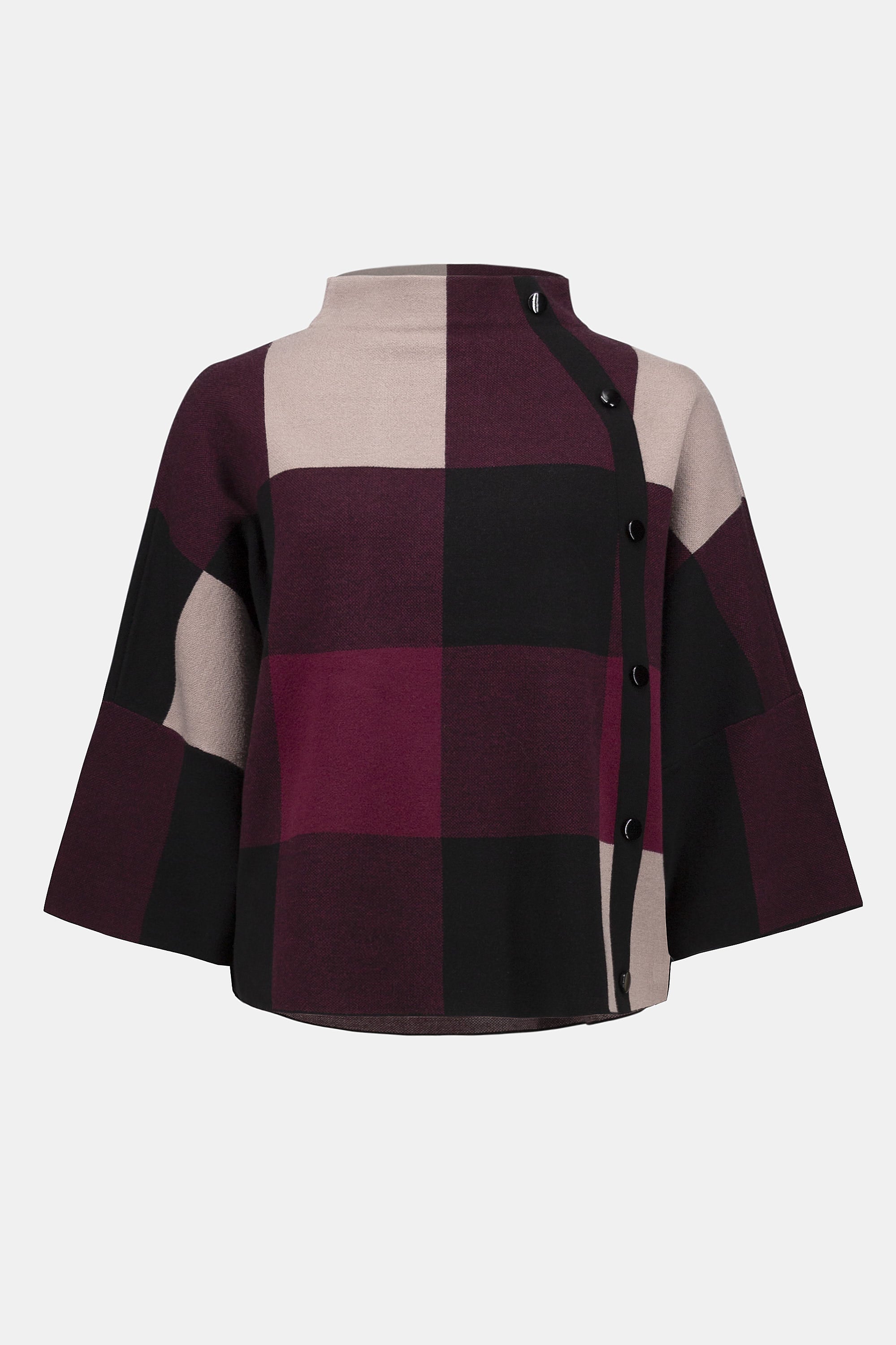 PLAID JACQUARD SWEATER KNIT TOP
