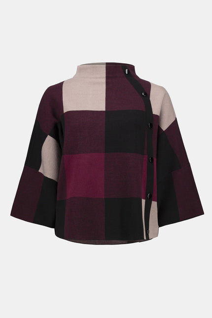 PLAID JACQUARD SWEATER KNIT TOP