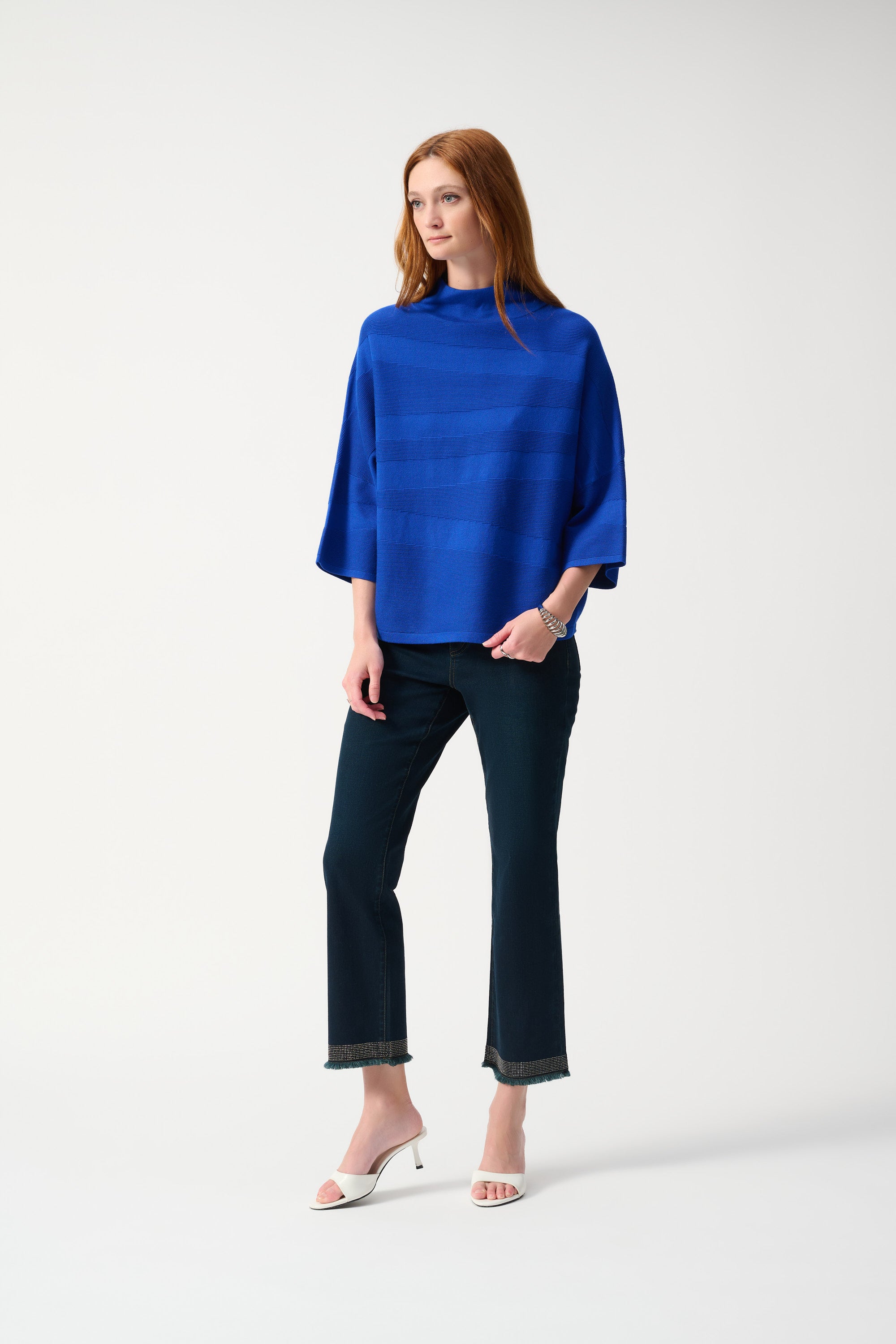 SWEATER KNIT MOCK NECK BOXY TOP